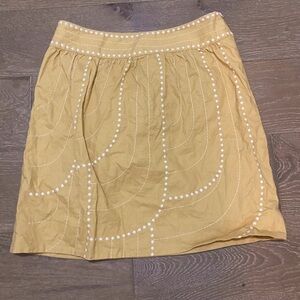 NWOT Anthropologie Floreat Yellow Embroidered Banded Seamed Lined Mini Skirt 6